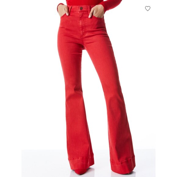 Alice + Olivia Beautiful High Rise Bell jeans, white, Size 25 N60 - Picture 3 of 11